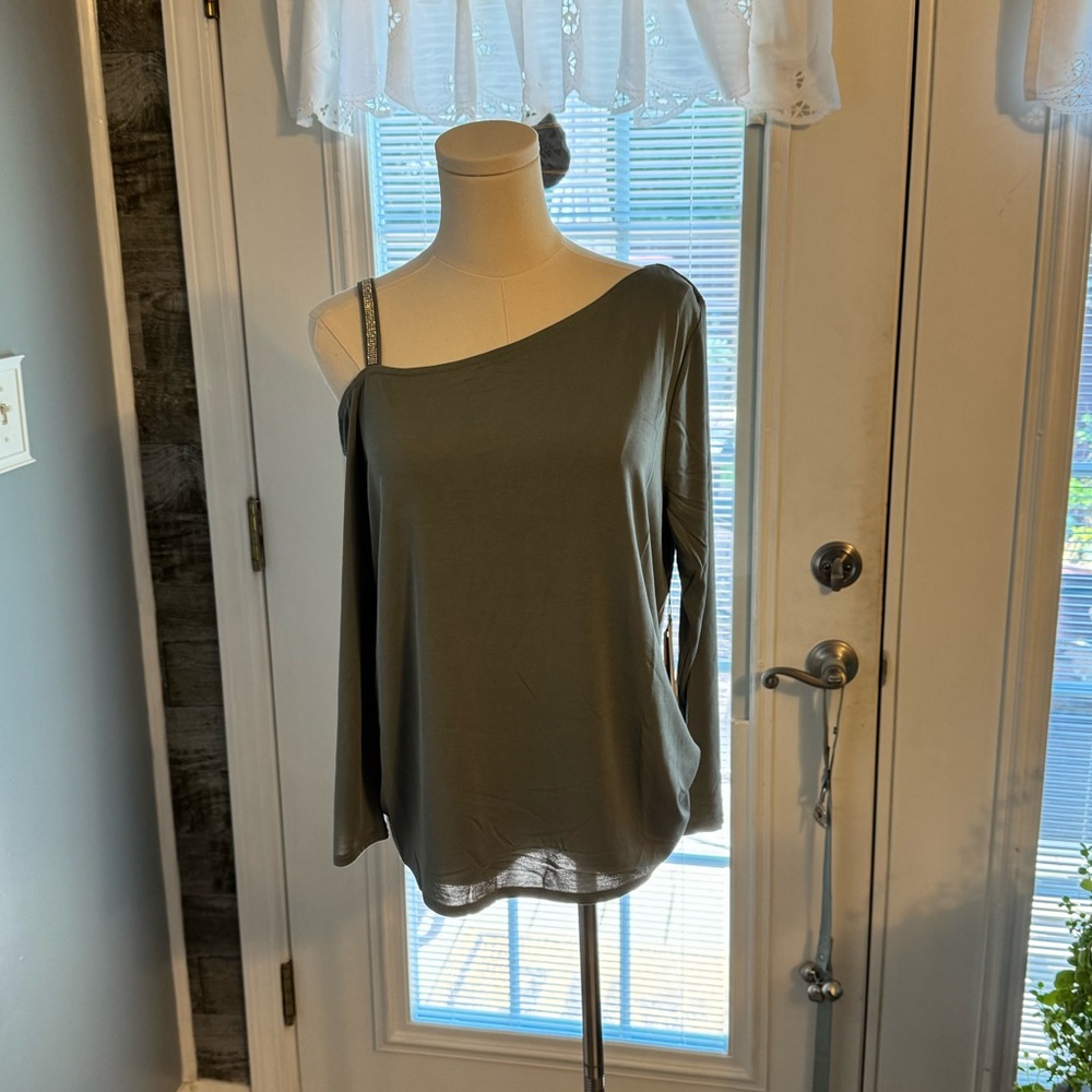 Crosby Olive Green Asymmetrical Top